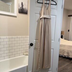 White by Vera Wang Halter Tan Dress Gown